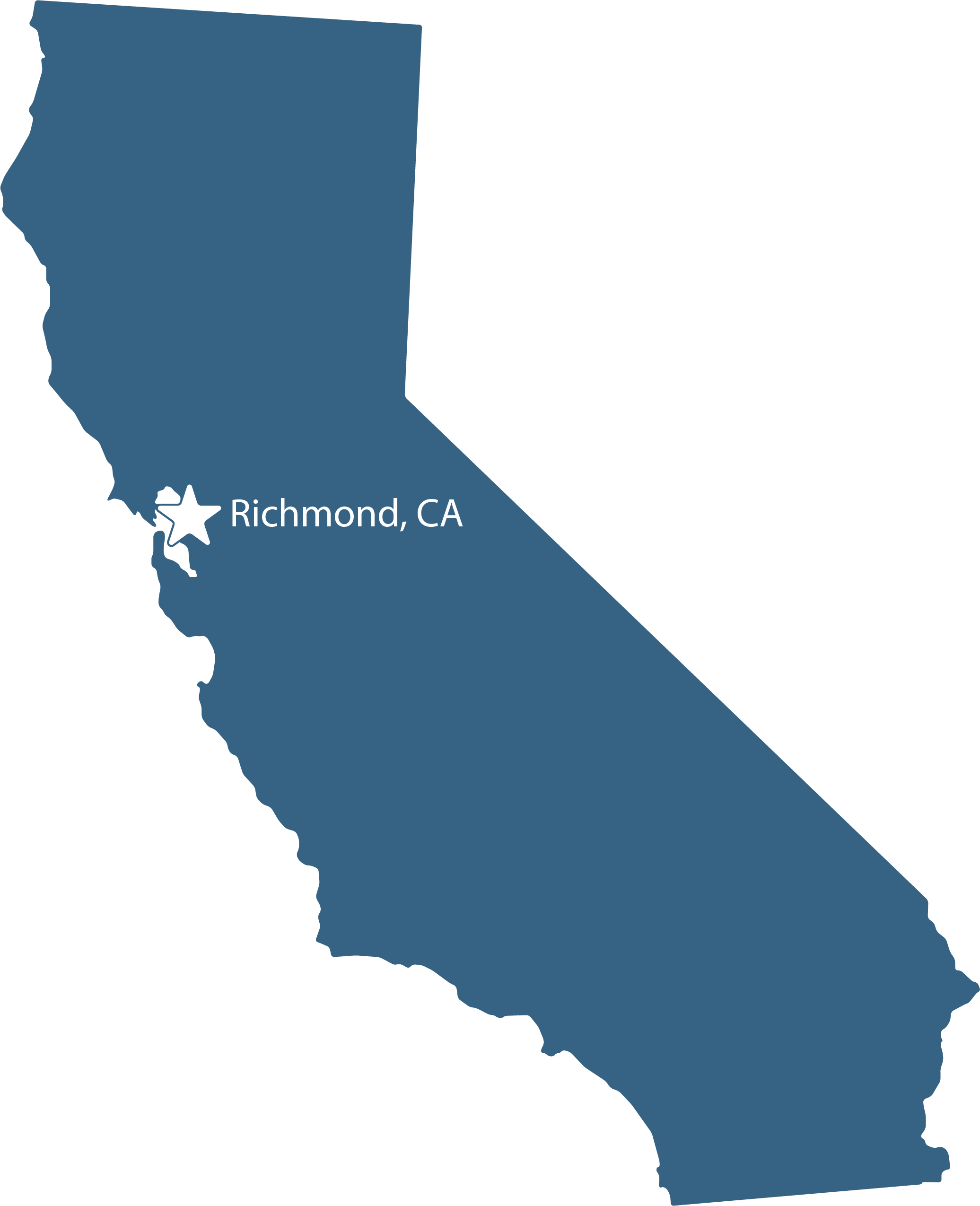 Map of California highlighting Richmond, CA